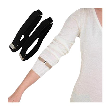 Black Elastic Adjustable Armbands / Shirt Garters / Sleeve Hold Ups - Unisex