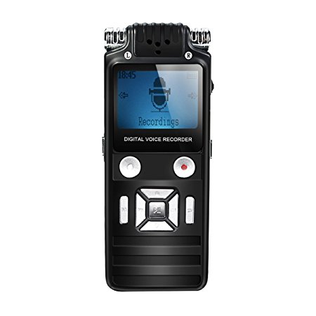 EIVOTOR 2 in 1 Portable Digital Voice Recorder 8GB MP3 Player Professional Dictaphone USB Rechargeable Voice Recording Audio Device Dynamic Noise Reduction with Headphones