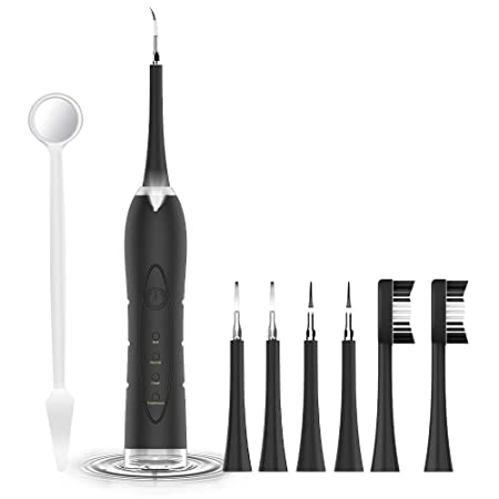 Teeth Cleaning Kit, Dental Calculus Remover, Electric Tartar Scraper, Professional Plaque Remover for Teeth, 4 Adjustable Modes, Black