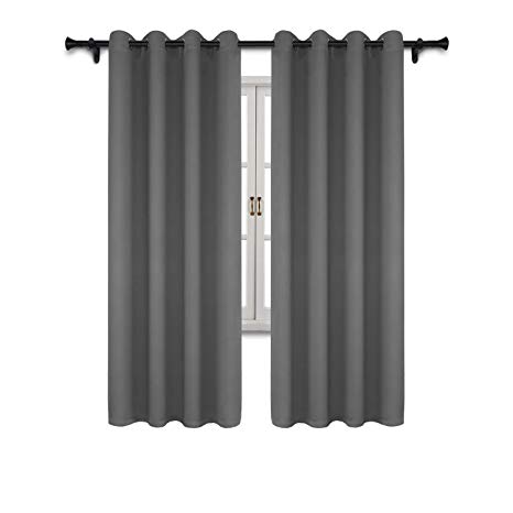 SUO AI TEXTILE Blackout Curtains Eyelet Thermal Insulated Soft and Solid Window Treatment 2 Panels 52" x 84" Grey