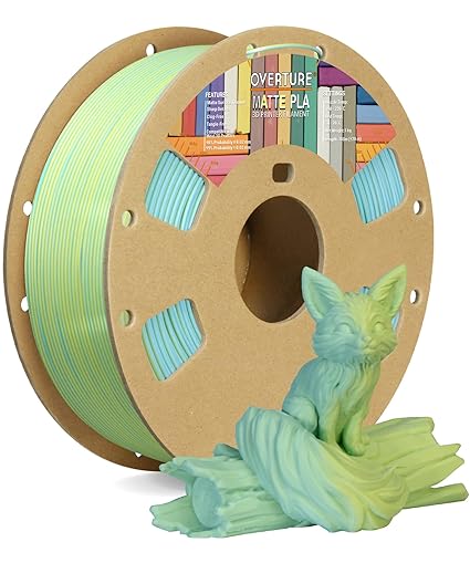 OVERTURE Matte PLA 1.75mm Dual Color Filament, Matte PLA Roll 1kg Cardboard Spool(2.2lbs), Dimensional Accuracy  /- 0.03 mm, Fit Most FDM Printer(Matte Light Blue-Yellow)