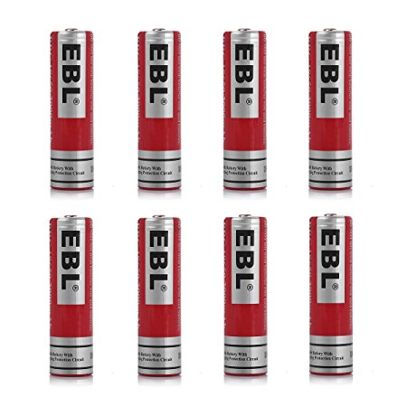 EBL 8 Pack 3.7V Lithium-ion 18650 Rechargeable Batteries