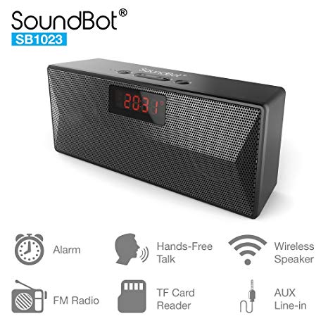 SoundBot SB1023 Bluetooth Speaker with FM Radio & Alarm Clock