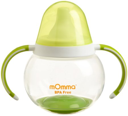 Lansinoh mOmma Spill Proof Cup with Dual Handles, Green, BPA Free and BPS Free