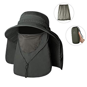 Unigear Fishing Hat, UPF 50  UV Protection Sun Hat with Mosquito Net, Removable Neck and Face Flap for Safari, Hiking, Gardening, for Men & Women