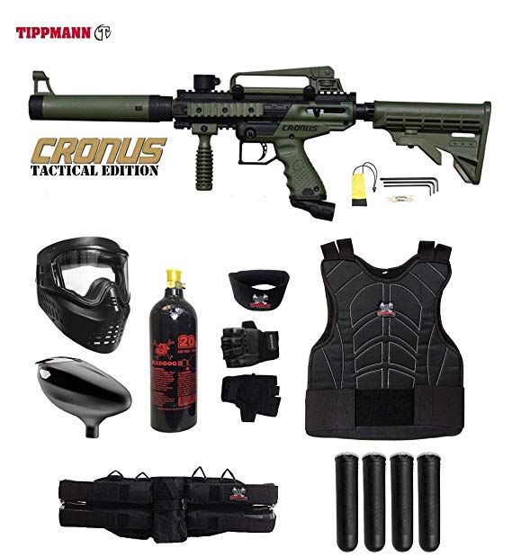 MAddog Tippmann Cronus Tactical Starter Protective CO2 Paintball Gun Package