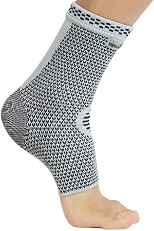 Neotech Care Ankle Support Sleeve (1 Unit) - Bamboo Fiber Knitted Fabric - Light, Elastic & Breathable - Medium Compression - Sports, Exercise, Gym - Right or Left Foot, Men, Women - Grey (Size L)