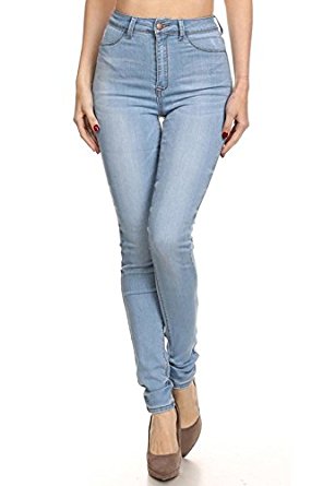 Aphrodite Womens High Rise Skinny Jeans With Hand Sanding & Whisker 4312
