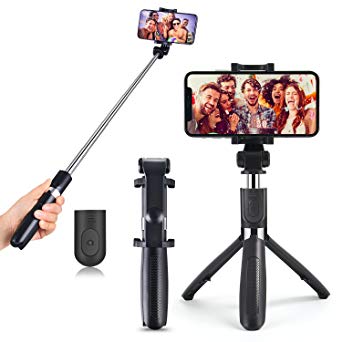 Waxden Selfie Stick Bluetooth, Extendable Selfie Stick with Wireless Remote, Tripod Stand Selfie Stick, Extendable Aluminum Rod For iPhone 8/8 /7/7P/6/6P/SE, Galaxy S5/S6/S7/S8, LG, HTC, Moto, Huawei
