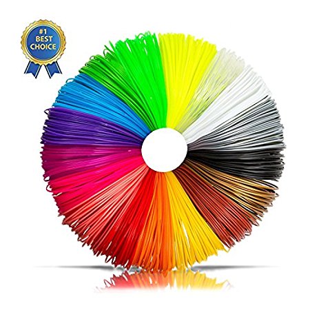 ANIKUV 3D Printer Filament Refills - 1.75mm 400ft PLA Filament, Pack of 20 Different Colors - 20ft each color, Suitable for 3D printingdrawing pen - 3D printer and more and FREE 20PCS 2D Template