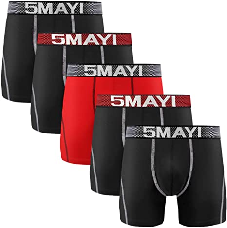 5Mayi Mens Boxer Briefs for Men Pack Polyster Performance Mens Underwear Boxer Briefs