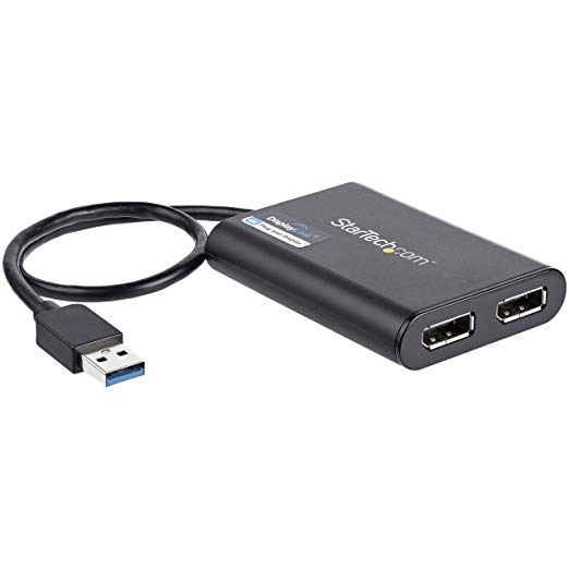 StarTech.com USB to Dual DisplayPort Adapter - 4K 60Hz - USB 3.0 (5Gbps) - Connect Two Monitors to Laptop - Multi Monitor Adapter