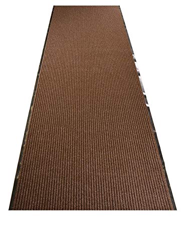 Tough Collection Custom Size Entry Mat Roll Runner Utility Mat Slip Skid Resistant PVC Backing Anti Bacterial (Brown, 36 in x 10 ft)