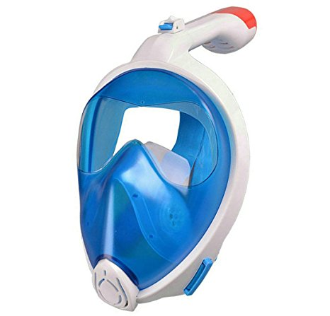 iRunzo Full Face Snorkel Mask - Anti-leak Anti-fog Free Breath Seaview 180 Dry Top for Adult Women Men Youth