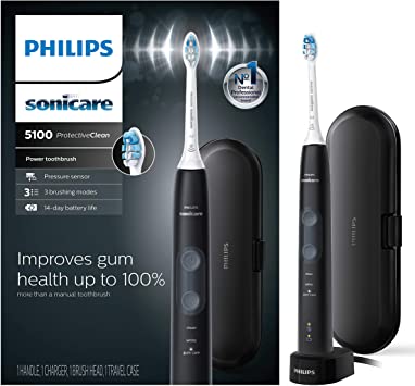 Philips Sonicare ProtectiveClean 5100 Gum Health, Rechargeable electric toothbrush with pressure sensor, Black HX6850/60