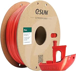 eSUN PLA  Filament 1.75mm, 3D Printer Filament PLA Plus, Dimensional Accuracy  /- 0.03mm, 1KG Spool (2.2 LBS) 3D Printing Filament for 3D Printers, Red