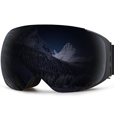 ZIONOR Lagopus X3 Snowmobile Snowboard Skate Ski Goggles with Wide Angle Panoramic Double Lens 100% UV Protection Anti-fog Unique Magnet Lens Change Design