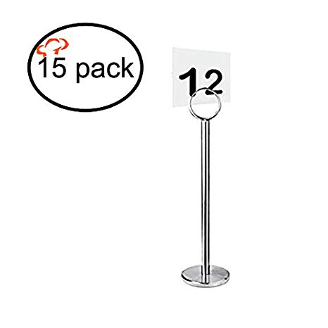 TigerChef TC-20286 Silver Table Number/Card/Menu Holder Stands, Sturdy Quality, 12" Size (Pack of 15)