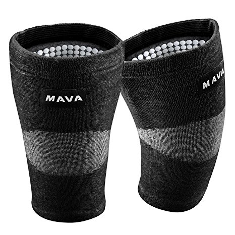 Mava Sports Reflexology Knee Support Sleeves (Pair) for Joint Pain and Arthritis Relief, Improved Circulation Compression – Effective Support for Running, Jogging, Workout, Walking and Recovery