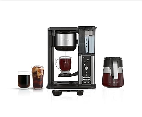 Ninja CM371 Hot & Iced XL Coffee Maker with Rapid Cold Brew, 4 Brew Styles, 8 Sizes Small Cup to Travel Mug, Single-Serve Coffee Brewer, 12-Cup Carafe, Permanent Filter, Removable Reservoir, Black