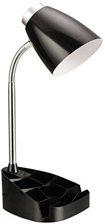 Limelights LD1002-BLK Gooseneck Organizer Desk Lamp with iPad Stand or Book Holder, Black