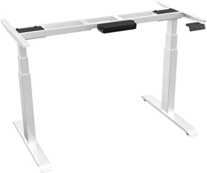 AIMEZO Electric Stand Up Desk Frame Dual Motor Height Adjustable Desk Base DIY Workstation with 2 Memory Controller/2 USB Ports（White）