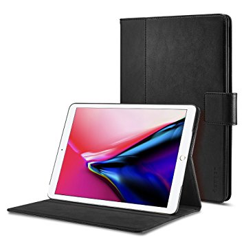 iPad 9.7 inch 2017 Case, Spigen [Stand Folio] Multi-Functional [Black] *5th Gen* Premium Synthetic Leather Stand with Pocket Hand strap with Auto Sleep and Wake Function for Apple iPad 9,7" 2017