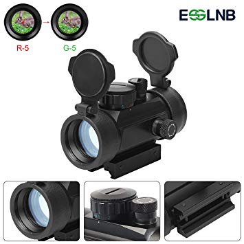 ESSLNB Red Dot Sight Airsoft Scope Reflex Sight Rifle Scope 30mm Optic Prism Red Green Brightness Settings with 22mm/11mm Weaver Picatinny Rail Mount for Hunting Spotting Aiming Positioning