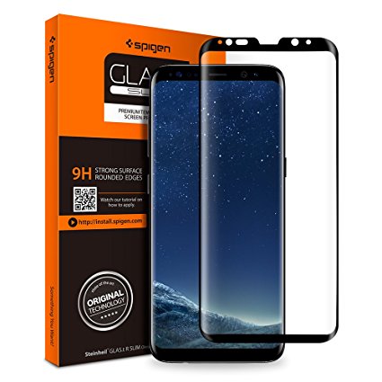 Spigen® Samsung Galaxy S8 Plus Screen Protector **Easy-Install Kit** [Full Cover BLACK] Samsung Galaxy S8 Plus Tempered Glass [Anti-Scratch] Samsung Galaxy S8 Plus Glass Screen Protector *Ultra Clear* Samsung Galaxy S8 Plus Protective glass (571GL21780)