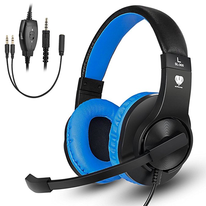 Greatever Gaming Headset for XBOX ONE,PS4,PlayStation 4,Nintendo Switch, Noise Canceling Earphone, Wired Over Ear Headphones with Mic,Control for Laptop/PC/Mac/Smartphones/Nintendo Switch Games(Blue)