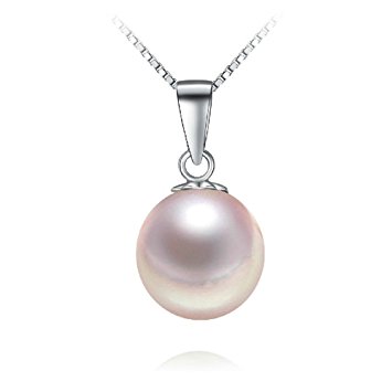 Acxico 925 Sterling Silver with Round Big Pearl Inlaid Necklace Pendant