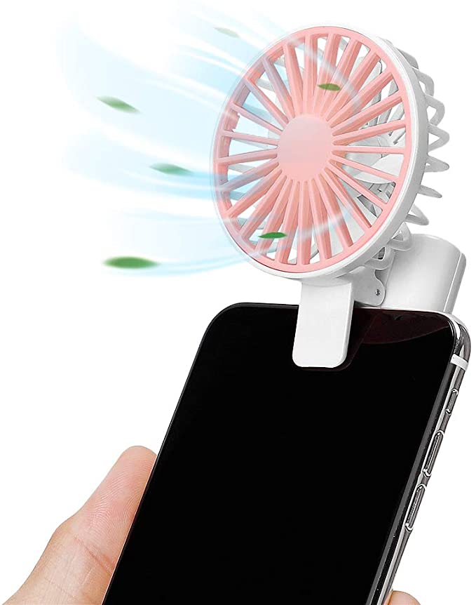 Nezylaf Handheld Fan Clip on Phone Laptop, Mini Fan Powerful Small Personal Portable Fan 1 Speeds USB Rechargeable Fan for Girls Woman Outdoor Travel - White