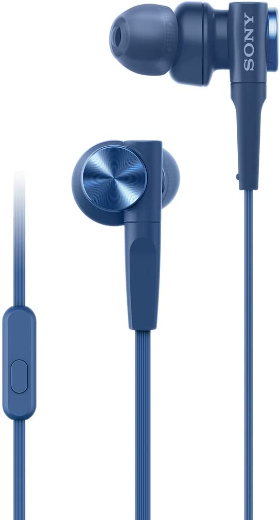 Sony MDRXB55AP Extra Bass Earbud Headphones/Headset with Mic for Phone Call, Blue