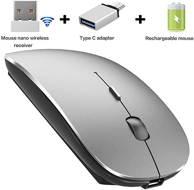 Wireless Mouse for Mac Pro Air Wireless Mouse for MacBook Air MacBook Pro Chromebook Laptop Desktop Computer iMac (Gray Black)