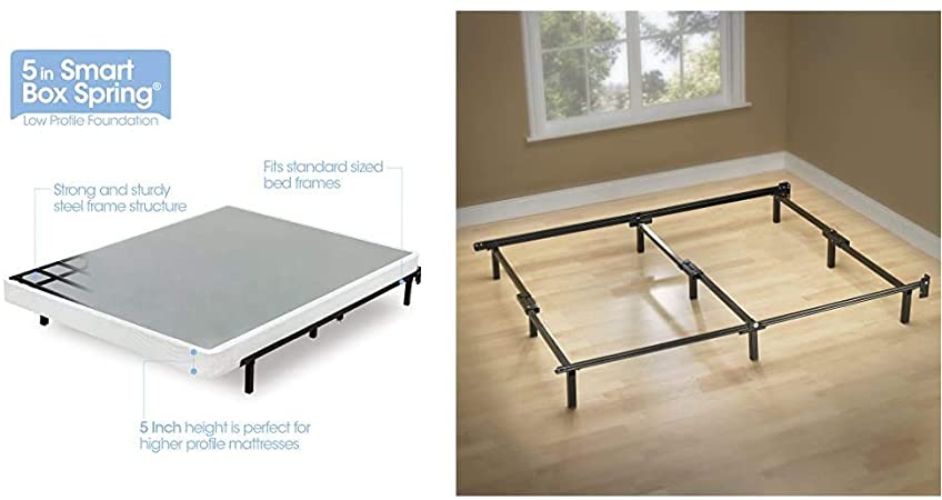 Zinus 5 Inch Low Profile Smart Box Spring, Queen & Michelle Compack 9-Leg Support Bed Frame, for Box Spring and Mattress Set, Queen