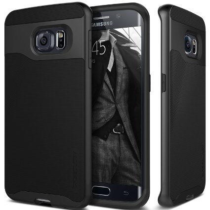 Galaxy S6 Edge Case Caseology Wavelength Series Textured Pattern Grip Cover Black  Black Shock Proof for Samsung Galaxy S6 Edge 2015 - Black  Black