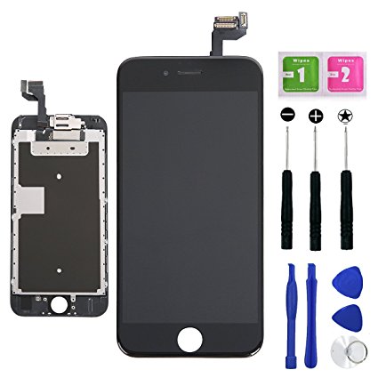 iPhone 6S Screen Replacement Black Assembly with Camera Ear Speaker 3D Touch Panel LCD Digitizer Display Glass iPhone Repair Kit with Tools for iPhone 6S (4.7-inch),1-Year Warranty