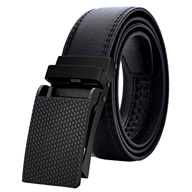 Ratchet Leather Dress Belt for Men Up to 46 No Hole Slide Belt Black and Brown