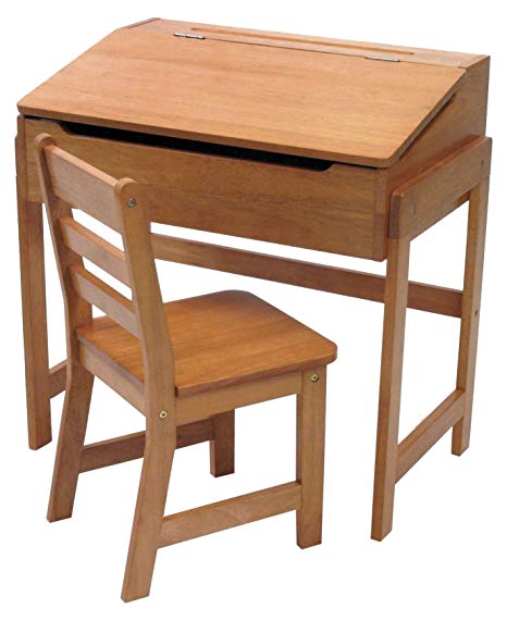 Lipper International Child's Slanted Top Desk & Chair, Pecan Finish