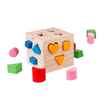 Shape Sorter Vidatoy 15 Hole Cube Shape Sorting Toys Cognitive and Matching Wooden Toys