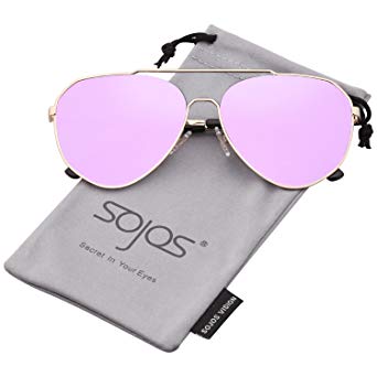 SOJOS Oversized Aviator Sunglasses Mirrored Flat Lens for Men Women UV400 SJ1083