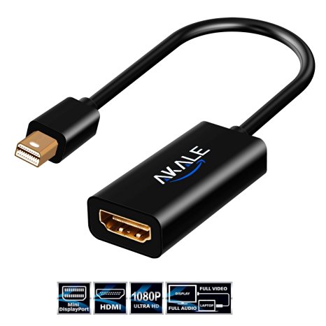 Akale Mini DisplayPort to HDMI Gold Plated Mini (Thunderbolt) DP to HDMI HDTV Male to Female Converter Adapter Black