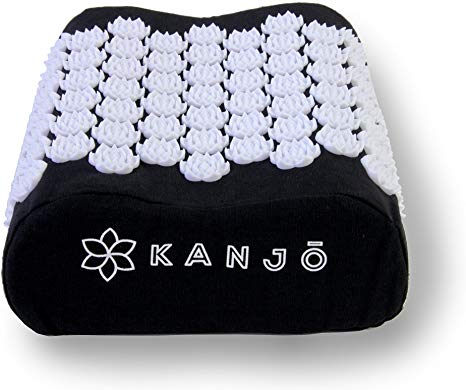 Kanjo - Acupressure Cushion - High Density Memory Foam Core - 100% Organic Cotton Linen - Relieves Back Pain and Sciatica Pain - Onyx