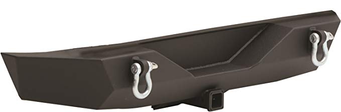 Smittybilt 76855 XRC Textured Black Rear Bumper with 2" Receiver Hitch and D-Ring Mounts