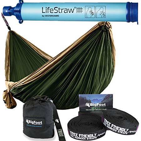 Bigfoot Outdoor Double Tree Hammock Suspension System - w/XL Straps - 34 Loops Total - Over 10.6 feet Long - 6.6 feet Wide - 4 Steel Carabiners