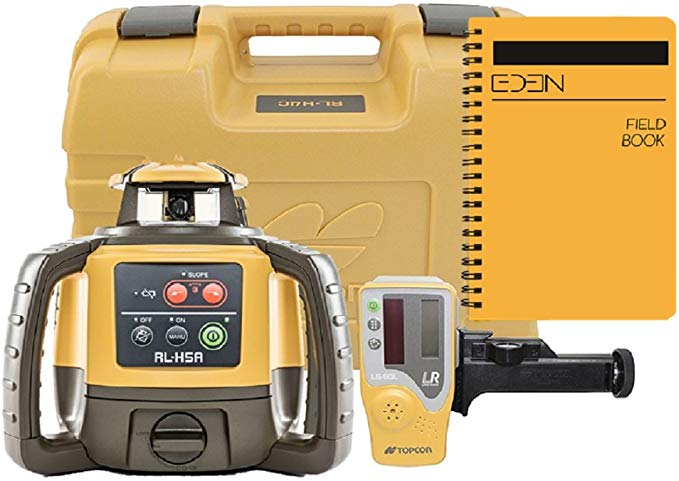 Topcon RL-H5A Self Leveling Horizontal Rotary Laser with Bonus EDEN Field Book| IP66 Rating Drop, Dust, Water Resistant| 800m Construction Laser| Includes LS-80L Receiver, Detector Holder, Hard Case