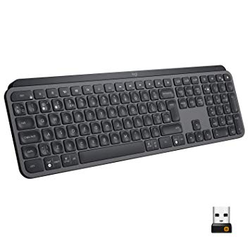 Logitech MX Keys Advanced Wireless Illuminated Keyboard, Tactile Responsive Typing, Backlighting, Bluetooth, USB-C, Apple MacOS, Microsoft Windows, Linux, IOS, Android, English Layout QWERTY, Graphite