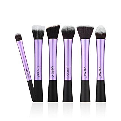 Makeup Brushes, USpicy Synthetic Brushes Set 6-Piece Professional Cosmetics Make Up Brush Kit with Gift Box and Gift Card (Purple)
