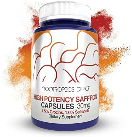 High Potency Saffron Extract Capsules | 30mg | Minimum 7.5% Crocins and 1% Safranals | Crocus sativus | 60 ct