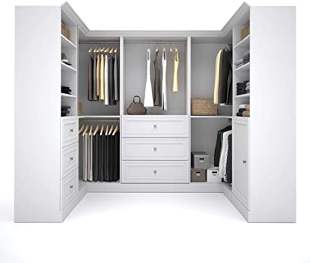Bestar Versatile U-Shaped Walk-in Closet Organizer, 108W, White